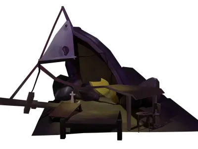 Abandoned Sunken Boat Low Poly 3D Model Low-poly 3D model