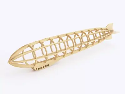 Wooden toy airship 01 3D model