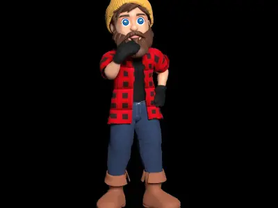 Woodcutter Lumberjack Low-poly 3D model
