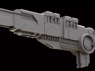 Mecha hard surface cannon 3D model by aungpyaephyopi
