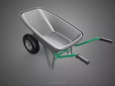 DUAL 2 DOUBLE TWO TWIN TIRE WHEEL WHEELED WHEELBARROW CART METAL 3D model