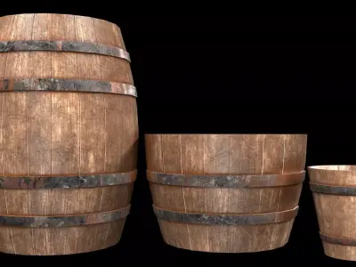 old Wooden Barrel Free low-poly 3D model
