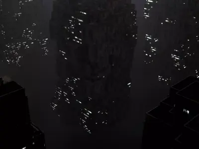 Sci fi night city building 7 Low-poly 3D model
