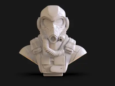 Sci Fi soldier Bust 3D print model