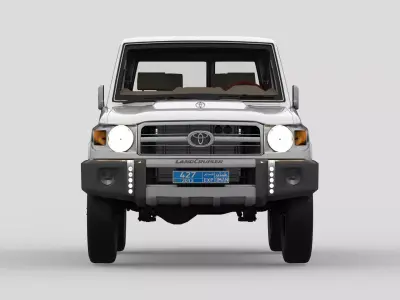 Toyota Land Cruiser 70 Series 2010-2023 with engine Low-poly 3D model