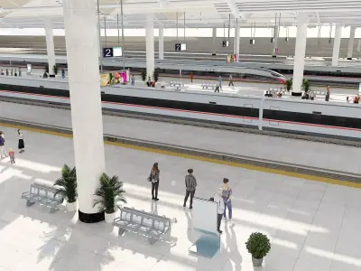 High-Speed Railway Station 3D model