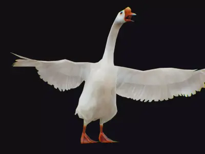 Goose Domestic Farm Animated Lowpoly Bird Animal Low-poly 3D model
