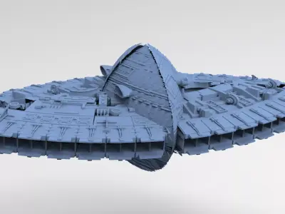 Art Deco Sci-Fi Disk Ship 4 3D model