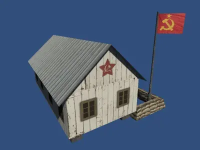 Soviet Barracks from World War 2 Low-poly 3D model