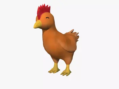 Chicken - cartoon style Low-poly 3D model