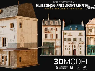 Realistic Victorian Building Model Pack Low-poly 3D model