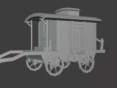 Medieval carriage Low-poly 3D model purchase