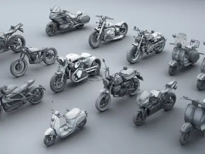 HighDetail Motorcycle Model Pack 3D model