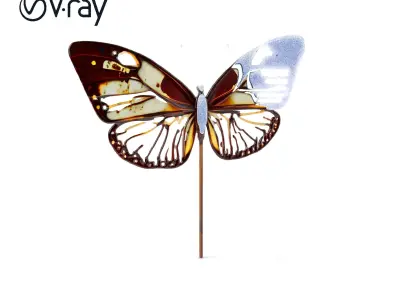 Butterfly Sculpture Model Pack for Art and Decor Low-poly 3D model