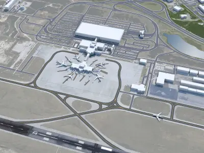 Columbia Metropolitan Airport 10km Low-poly 3D model