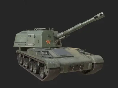 4 coatings of PLA Army PLZ83 152mm self-propelled howitzer Low-poly 3D model