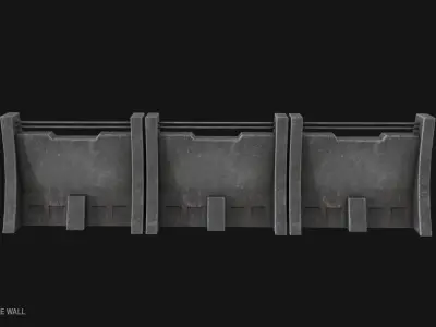 Scifi militarybase wall Low-poly 3D model