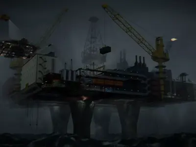 Piattaforma oil rig in middle of ocean Free 3D model