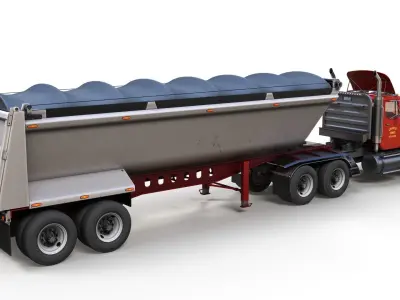 SuperLiner dump trailer truck Low-poly 3D model