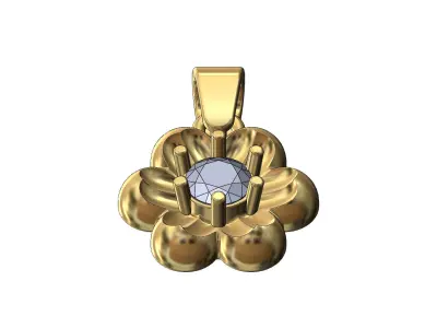 Diamond Florentine solitaire pendant charm 3D print model