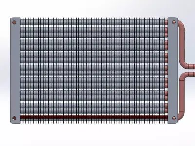 Industrial Finned-Tube Heat Exchanger - SolidWorks Assembly 3D model
