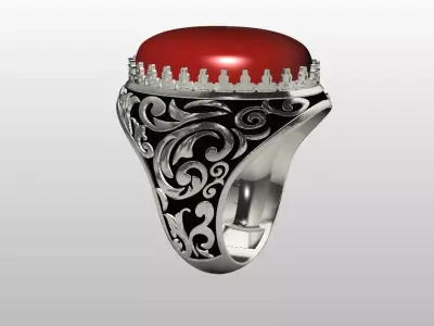 Men Silver-Large Stone Ring 3D print model purchase
