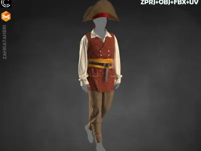 MENS PIRATE OUTFIT 3D model purchase