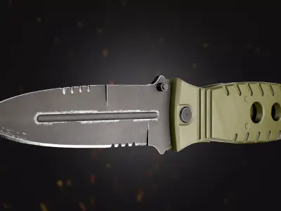 Military Tactical Knife lowpoly 3d game asset Free low-poly 3D model