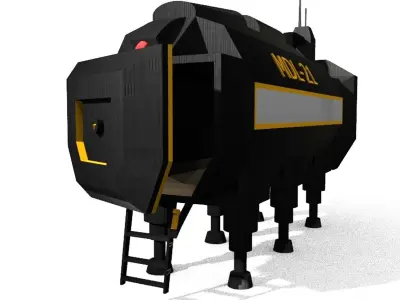 cryo capsule module life station Low-poly 3D model