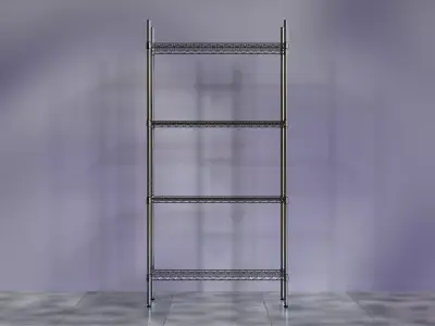 Wire Shelves - 36 inches X 12 inches X 72 inches in chrome Low-poly 3D model