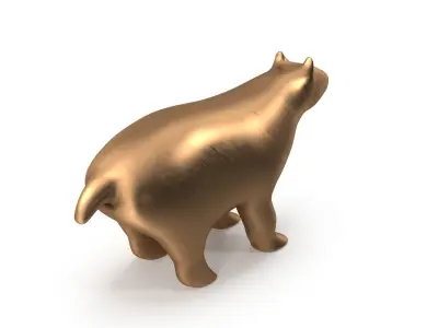Bear PBR golden Low-poly 3D model