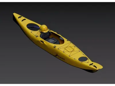 Yellow kayak 3D model