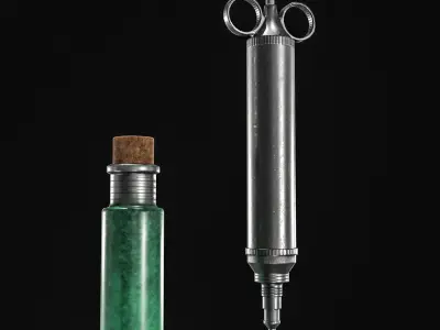 Vintage Medical Syringe Low-poly 3D model