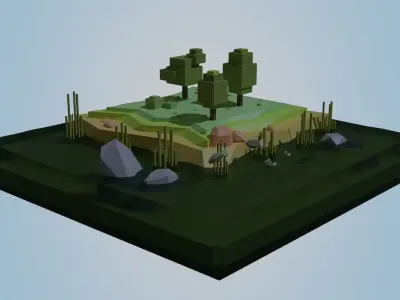 Lake ready to game Low-poly 3D model