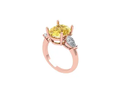  Pear 3 Stone Ring 3D print model