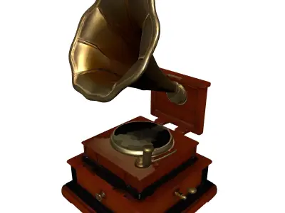 Vintage Gramophone Brass Horn 3D Model Low-poly 3D model