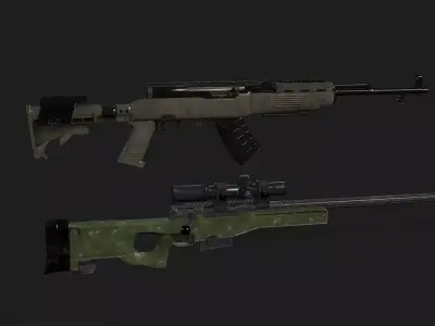 Awm and sks 3d modle Low-poly 3D model