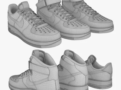 Nike Air Force 1 Set (White) 3D model