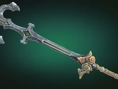 Coastal two handed sword Low-poly 3D model