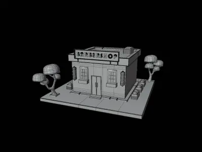Barbershop 3D Illustration 3D model