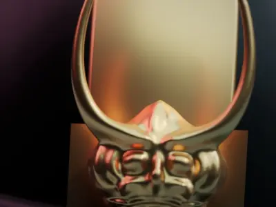 Samurai Helmet - Kabuto - Oni Ornamental - Edo - Black Gold Low-poly 3D model
