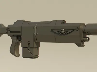 Warhammer 40K Kantrael Pattern Lasgun  Gun 3D Printable Free 3D model