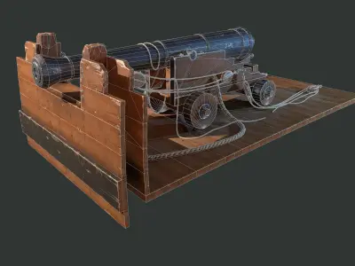 Ship cannon Low-poly 3D model purchase