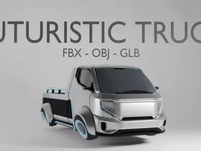 Futuristic Truck 3D Model - Electric Vehicle - FBX OBJ GLB 3D model