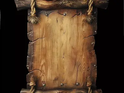 Wooden Tavern Sign Board 3D Model Stylized Game Prop Asset Low-poly 3D model
