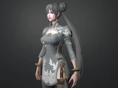 fighter girl 3D model