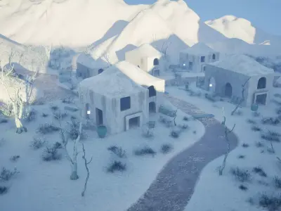 Abandoned Village In A Misty Landscape 3D model
