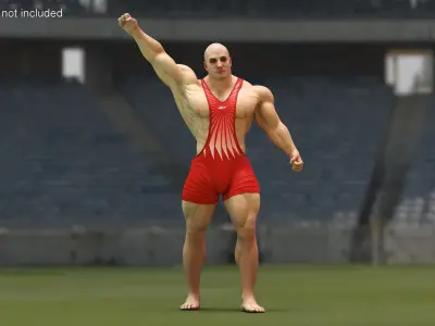 Athlete Victory Pose in Reebok Red Leotard 3D model