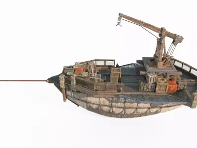 Ancient magical style repair airship 3D model