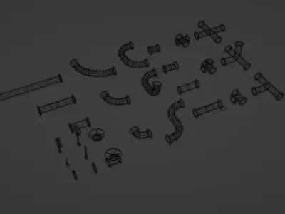 Low Poly Industrial Pipe Pack Free 3D model
